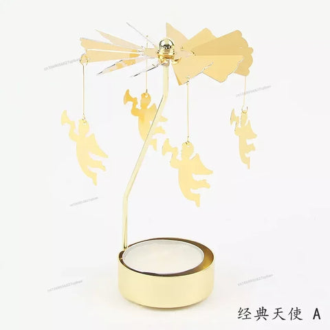 Metal Rotating Spinner Carousel Candle Tea Light Holder Table Rotating Transfer Windmill Decoration Home Elegance Candle Holder