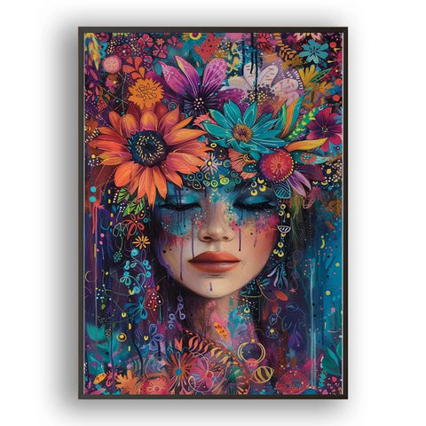 1 piece A woman with flowers on her head DIY diamond painting, DIY diamond painting set accessories, suitable for home living