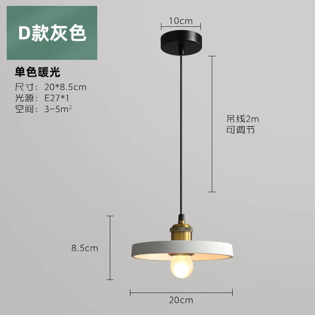 SANDYHA Nordic Industrial Style Pendant Light Modern Simplicity Pedant Lamps Macaron Simple Dining Room Bedroom Bedside Hanging