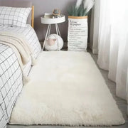 Fluffy Cream White Woolen Rug for Luxurious Bedroom and Living Room Decor - Bedroom and Living Room Soft and Cozy Silk Wool Rugs