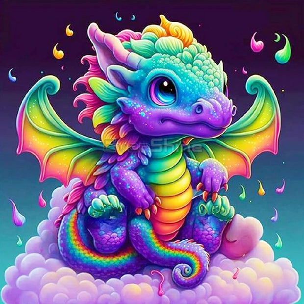 Baby Dragon Fairy Dust AB Full Drill Dinosaur Diamond Painting 5D Embroidery Cartoon Animal Mosaic New Arrival DIY Handmade Gift