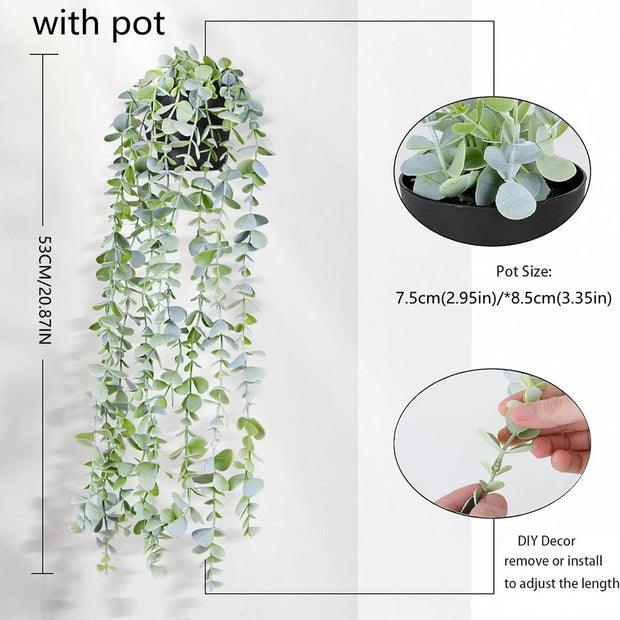 Artificial Ivy Hanging Eucalyptus Vine Plastic Plants for Home Indoor Outdoor Garden Door Wall Wedding Party DIY Decoration