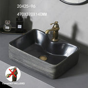 Ceramic Table Sink Above Counter Wash Basin Bathroom Lavatory Vanity Sink Art Basin Rectangular Balcony Countertop Vessel Sink