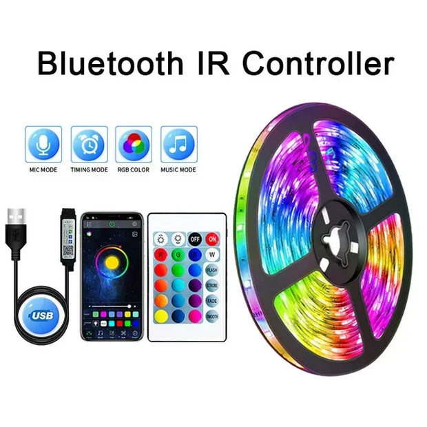 1-30M 5050 RGB LED Strip Light WS2812b USB Bluetooth Wifi 5V LED Lights Flexible Luces Led Ribbon RGB TV BackLight Diode Tape