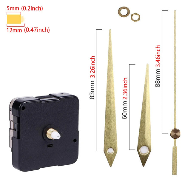 Clock Mechanism Silent Quartz Movement Machine Wall Hands Pointer Set Clockwork Table Long Shaft DIY Watches Repair Parts